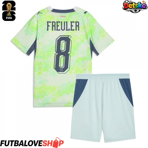 Dres Švajčiarsko Remo Freuler #8 Preč pre deti MS 2026 Krátky Rukáv (+ trenírky)